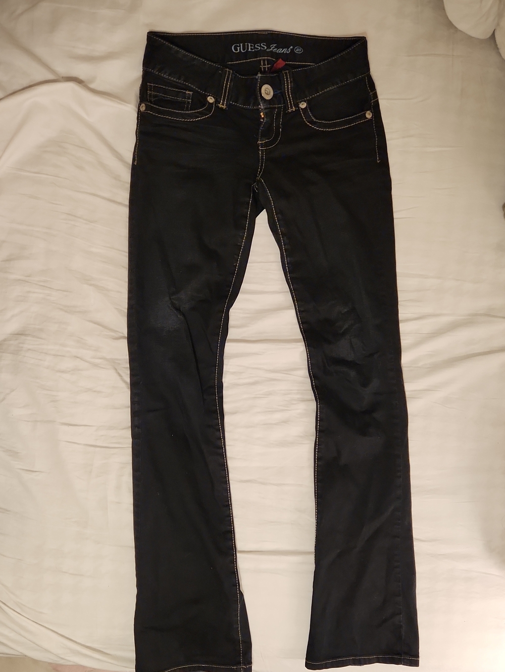 GUESS Black Boot-Cut Jeans with Contrast Stitching
